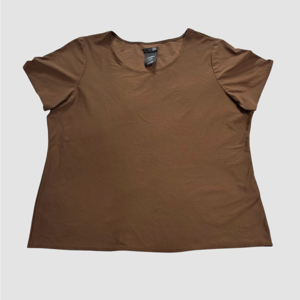 East 5th Women's XL Chocolate Brown Short Sleeve T-shirt Stretchy Neutral Layer